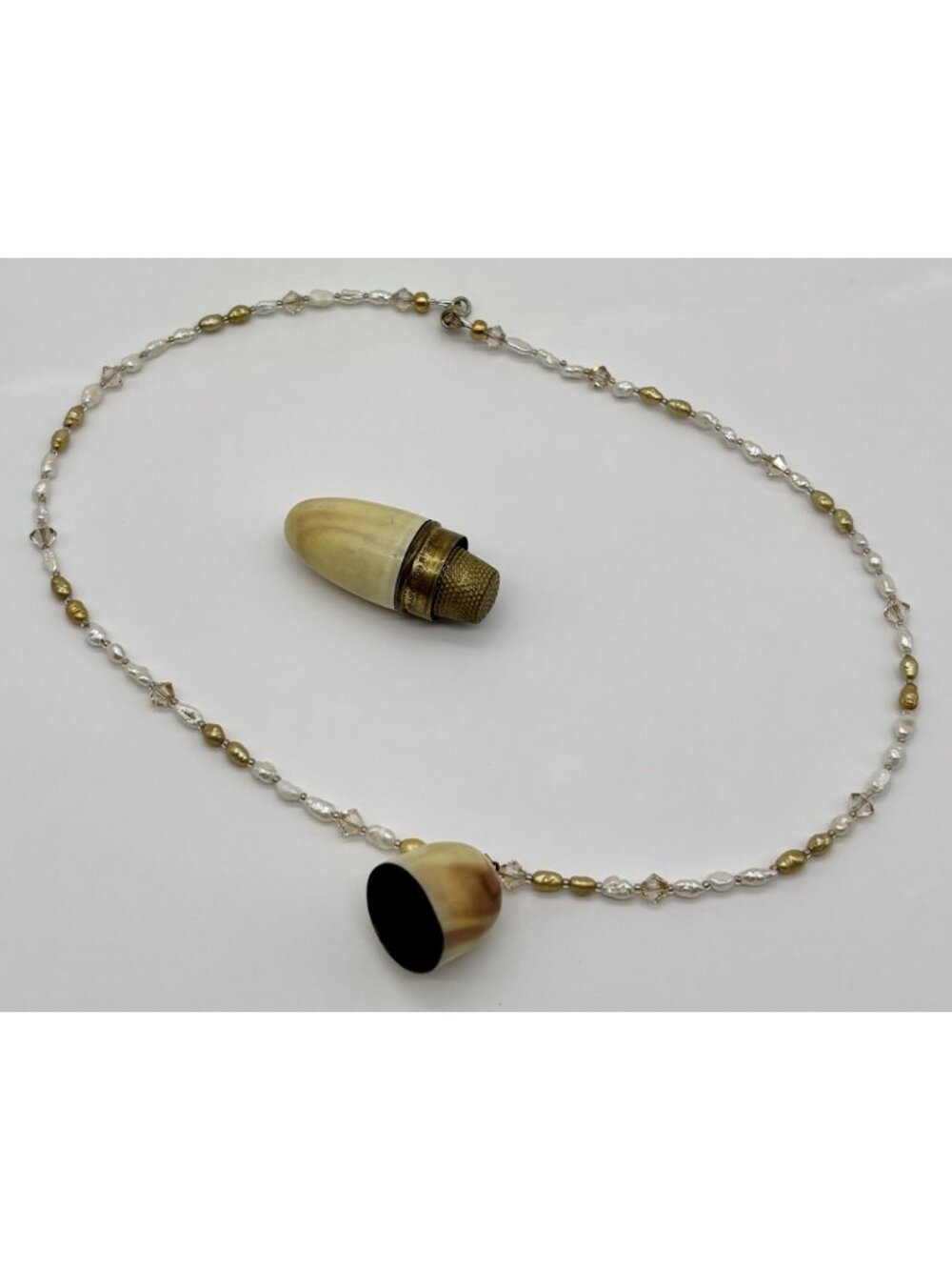 Artisan-Made Freshwater Pearl Swarovski Crystals Necklace W/Vintage Etui Pendant - Picture 12 of 16